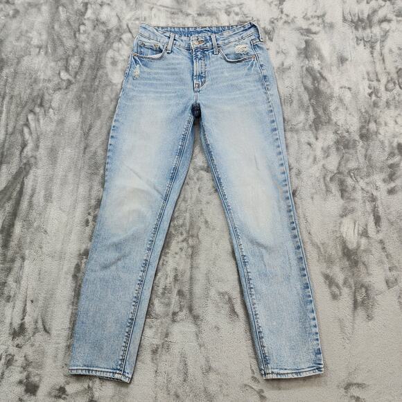 Old Navy Jeans Womens 2 Blue Distressed Mid Rise Skinny Ankle Stretch Denim - Picture 1 of 10